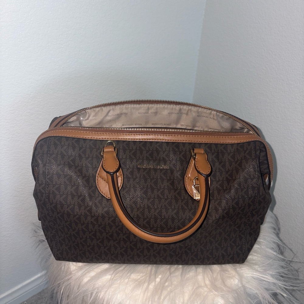 Michael Kors Dark Brown and Tan Satchel